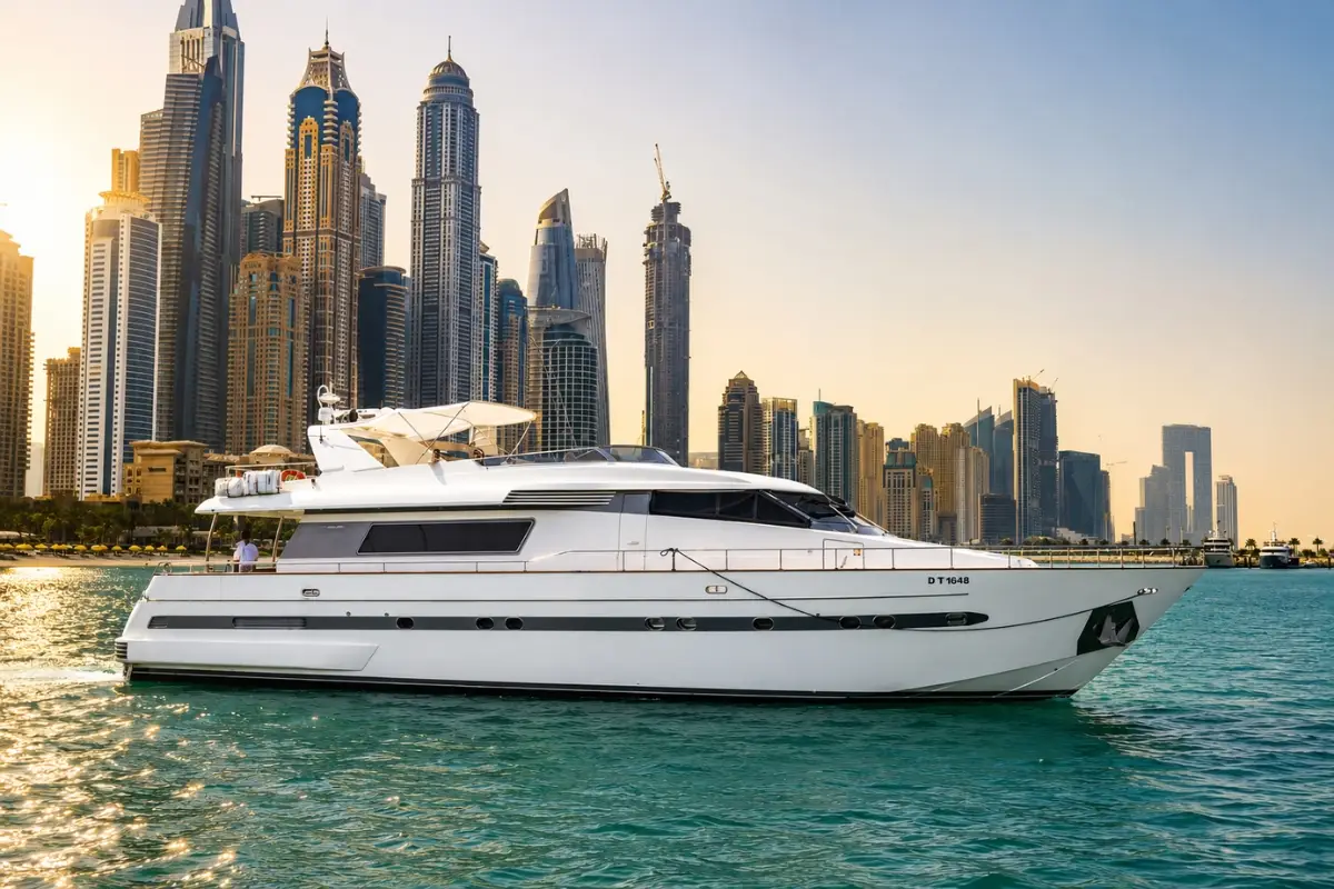 San Lorenzo 82ft luxury yacht rental in Dubai for up to 50 guests